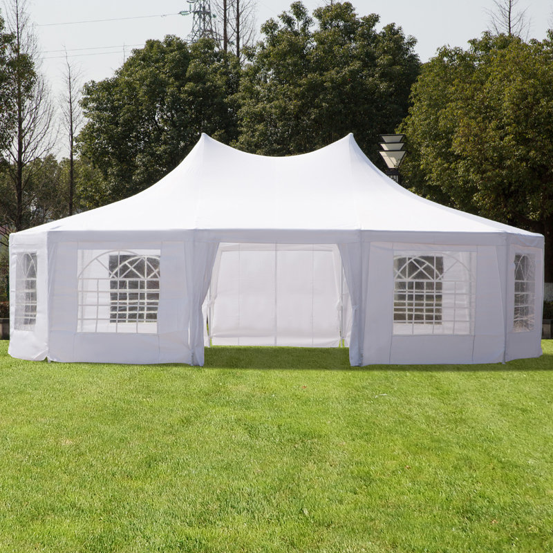 Outsunny Large Octagon 8 Wall Party Canopy Cover Gazebo Tent White